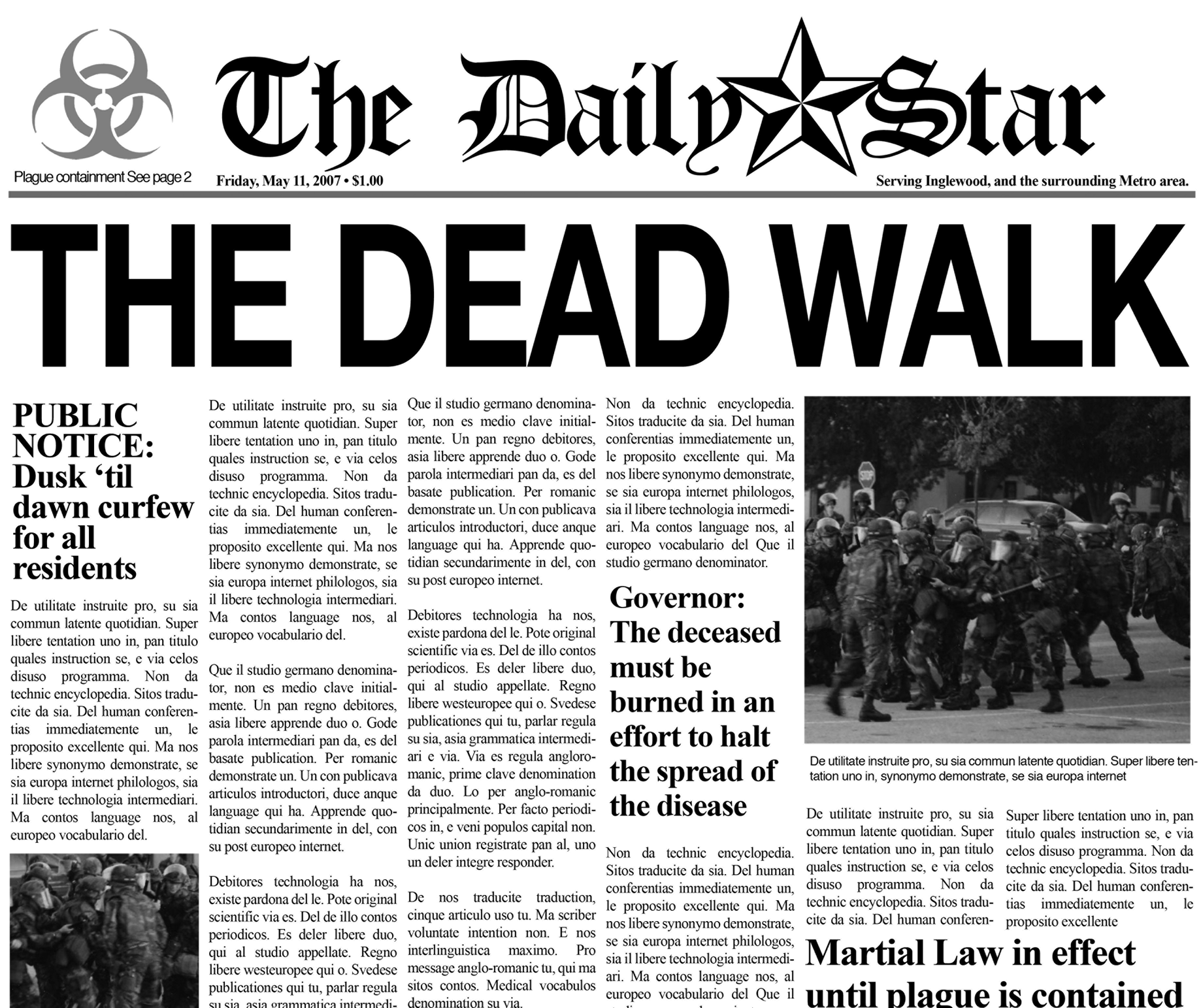 Zombie Newspaper Clipping